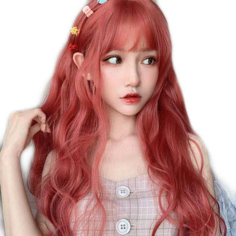 Daily Cosplay Wigs Charm Women Big Curly Wool Air Bangs Face Rolls Costume Full Wig