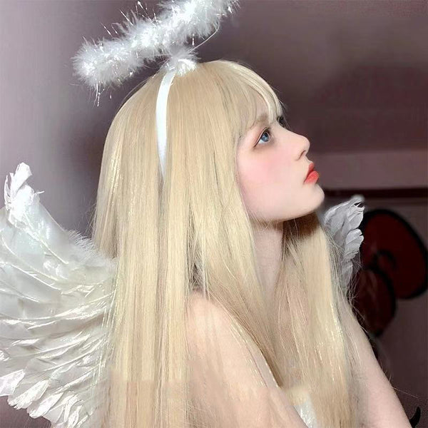Daily Wigs Long Full Headgear Japanese Lolita Long Straight Hair headgear Comic Role Wig Set