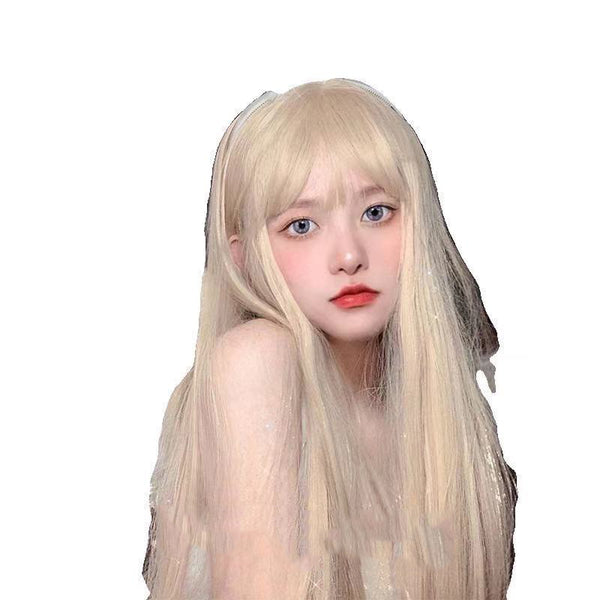 Daily Wigs Long Full Headgear Japanese Lolita Long Straight Hair headgear Comic Role Wig Set
