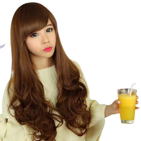 Fashion Temperament Lovely Women Face Fluffy Big Wavy Wave Long Curly hair Wigs Wig