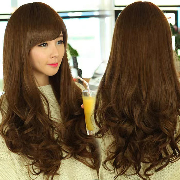 Fashion Temperament Lovely Women Face Fluffy Big Wavy Wave Long Curly hair Wigs Wig