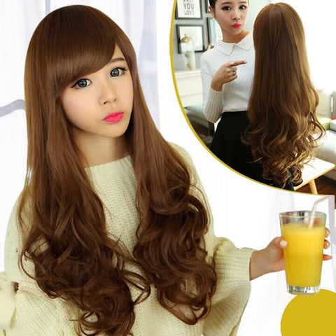 Fashion Temperament Lovely Women Face Fluffy Big Wavy Wave Long Curly hair Wigs Wig