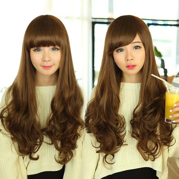 Fashion Temperament Lovely Women Face Fluffy Big Wavy Wave Long Curly hair Wigs Wig