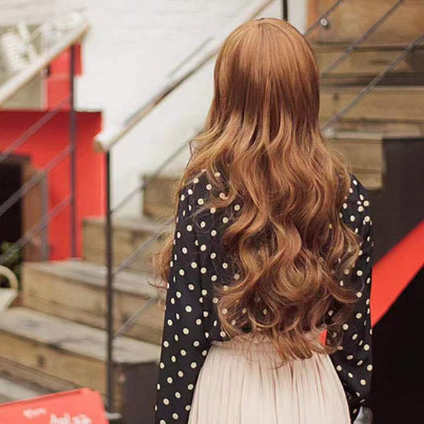 High Quality Soft Slanted Bangs Long Curly Hair Beauty Women Party Wig Wigs