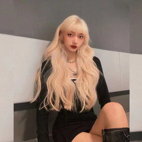 Fairy Fair Blonde Summer Cute Stylish Wig Hair Styling Long Loose Wavy Fluffy Slightly Curly Wave Wigs