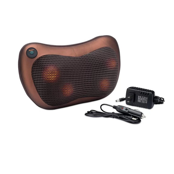 Brown Color Car Massage Pillow Massager Heating Cushion Neck Back Shoulder