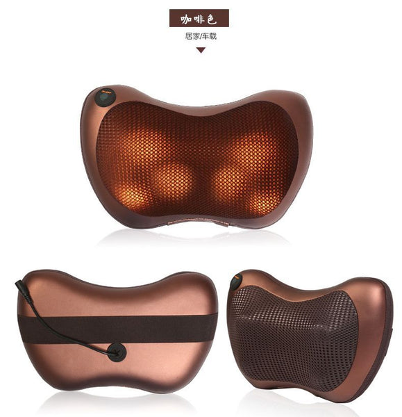 Brown Color Car Massage Pillow Massager Heating Cushion Neck Back Shoulder