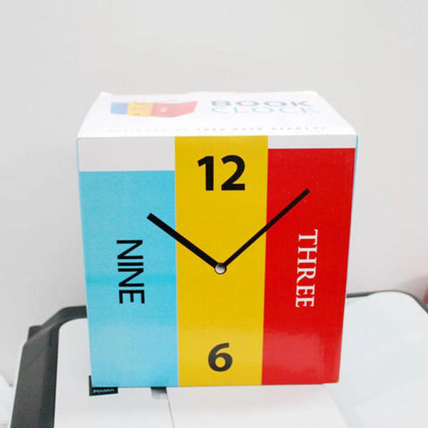 3 Colored Colorful Battery Operated 3D Book Design Modern Shelf Table Clock