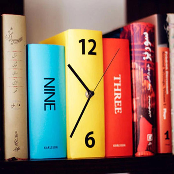 3 Colored Colorful Battery Operated 3D Book Design Modern Shelf Table Clock