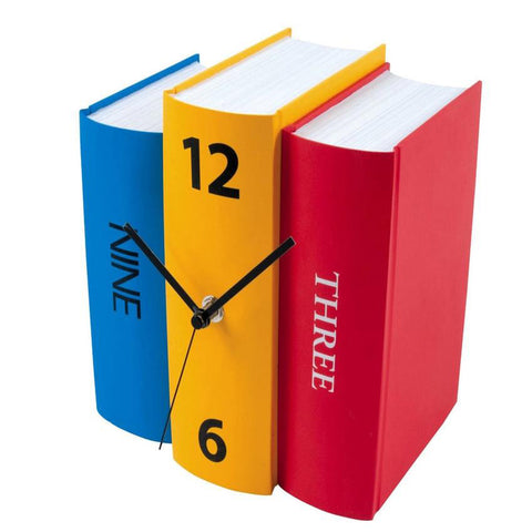 3 Colored Colorful Battery Operated 3D Book Design Modern Shelf Table Clock