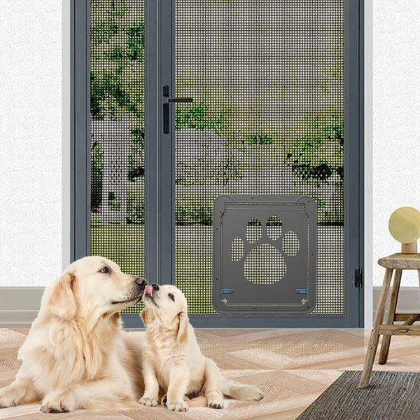 Pet Screen Door Automatic Lock Pets exit for Dog Door Outdoor Screen 12"x 14"