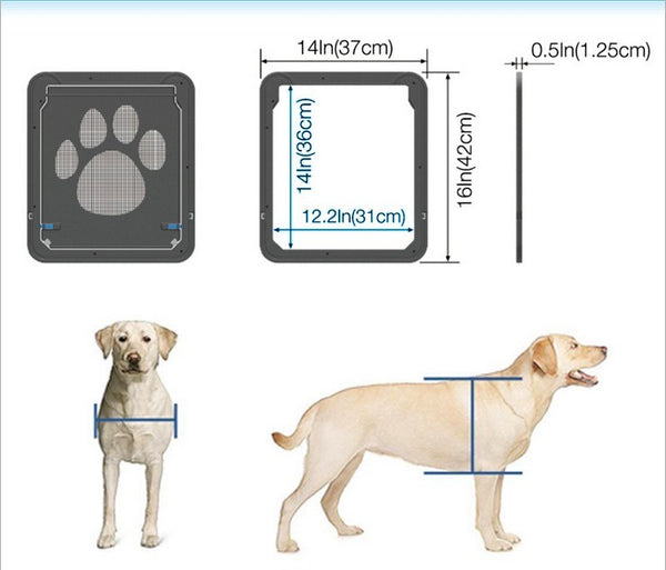 Pet Screen Door Automatic Lock Pets exit for Dog Door Outdoor Screen 12"x 14"