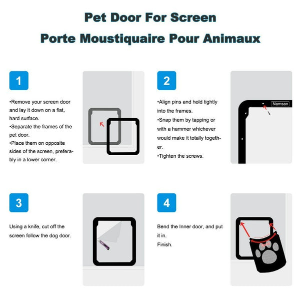Pet Screen Door Automatic Lock Pets exit for Dog Door Outdoor Screen 12"x 14"