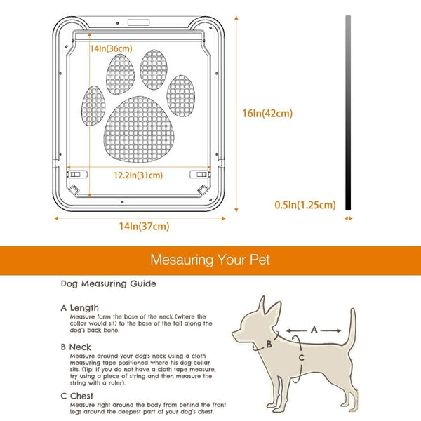 Pet Screen Door Automatic Lock Pets exit for Dog Door Outdoor Screen 12"x 14"