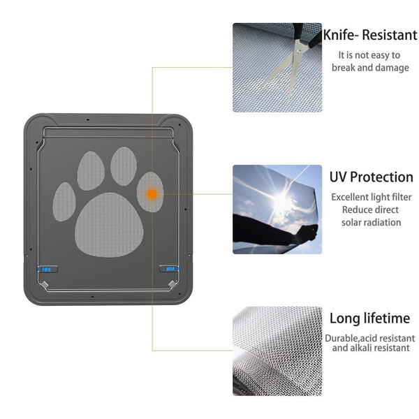 Pet Screen Door Automatic Lock Pets exit for Dog Door Outdoor Screen 12"x 14"