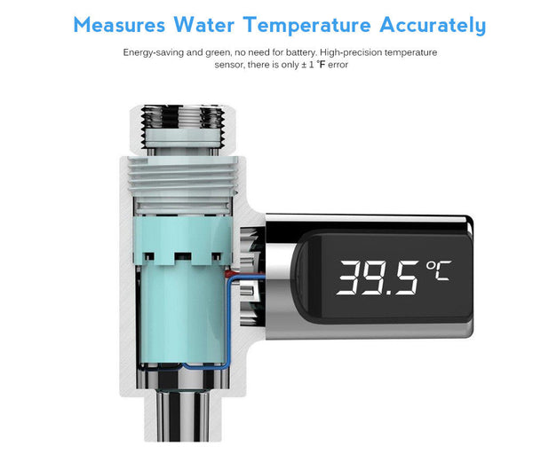 Waterproof LED Digital Shower Temperature Display Water Pipe Thermometer Monitor