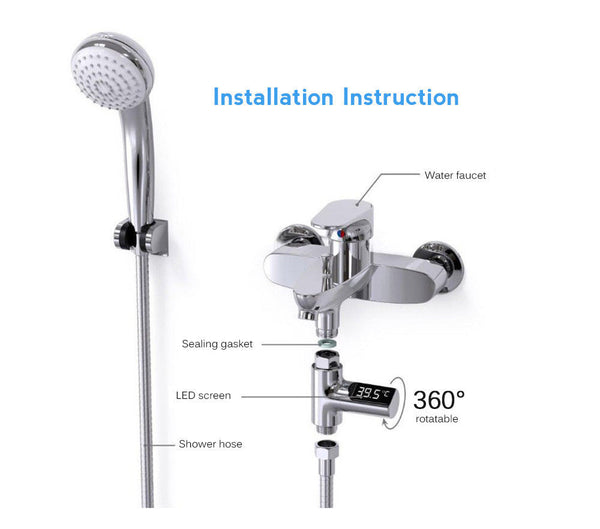 Waterproof LED Digital Shower Temperature Display Water Pipe Thermometer Monitor
