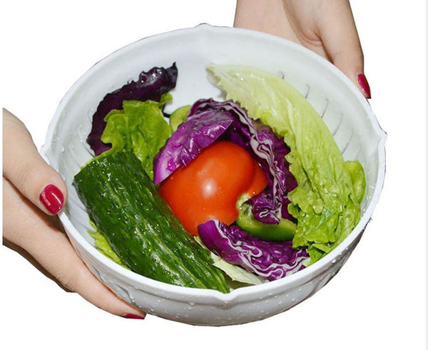 Plastic Salad Cutter Bowl Easy Salad Maker Fruit Vegetable Chopper Kitchen Tool