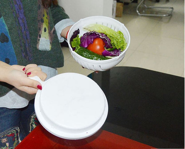 Plastic Salad Cutter Bowl Easy Salad Maker Fruit Vegetable Chopper Kitchen Tool