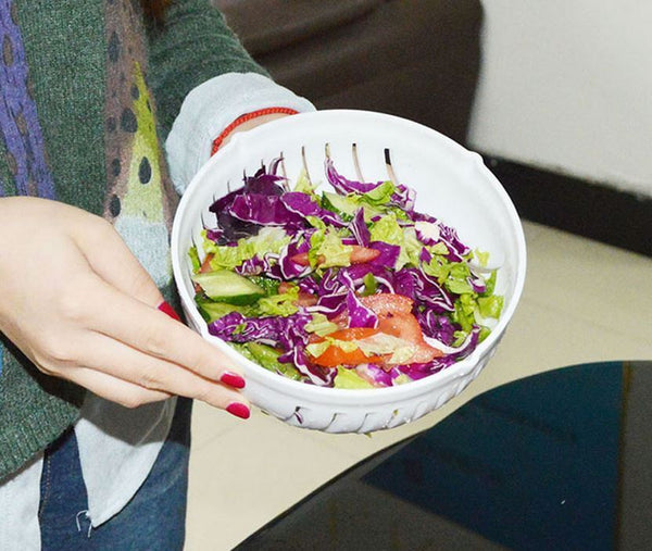 Plastic Salad Cutter Bowl Easy Salad Maker Fruit Vegetable Chopper Kitchen Tool