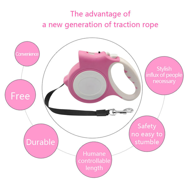 5 Meter Retractable Night Safety Dog Lead Light Extendable Puppy Auto Leash Belt