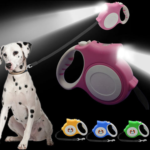 5 Meter Retractable Night Safety Dog Lead Light Extendable Puppy Auto Leash Belt