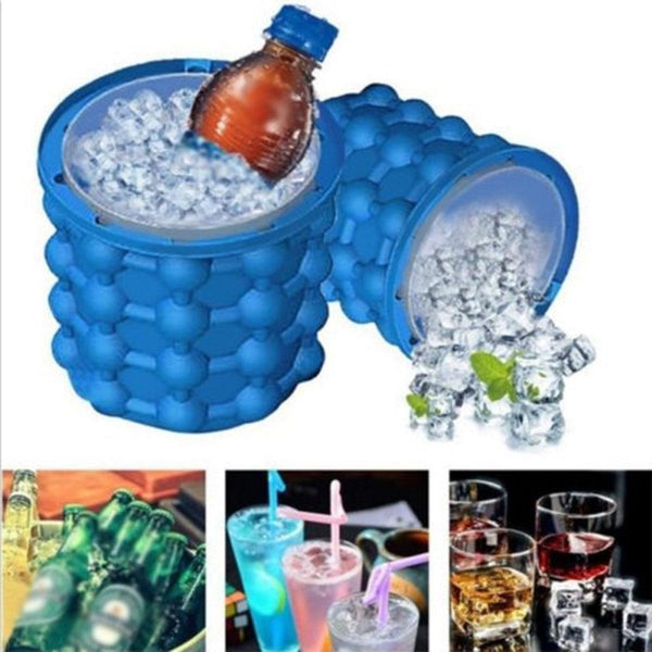 Cold Ice Magic Cube Maker Genie Silicone Bucket Mold Kitchen Beer Cola Freezer