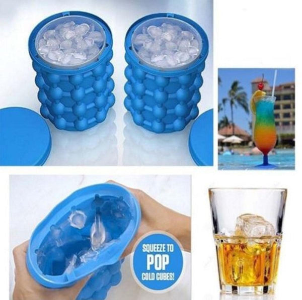 Cold Ice Magic Cube Maker Genie Silicone Bucket Mold Kitchen Beer Cola Freezer