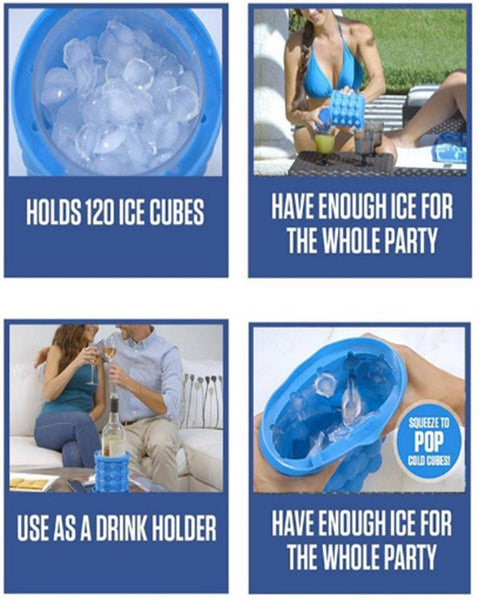 Cold Ice Magic Cube Maker Genie Silicone Bucket Mold Kitchen Beer Cola Freezer