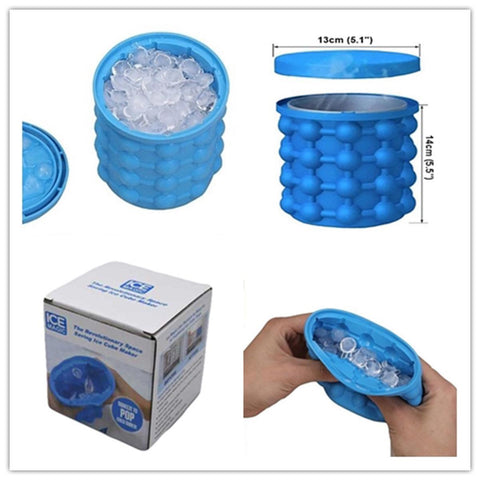 Cold Ice Magic Cube Maker Genie Silicone Bucket Mold Kitchen Beer Cola Freezer