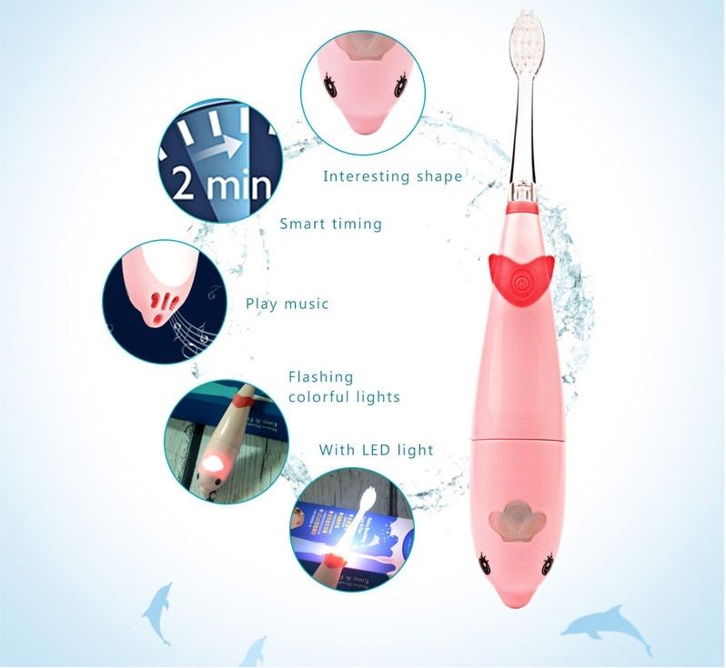 Electric Kids Kid Toothbrush Music LED Light Dolphin Teeth Brush Children Care