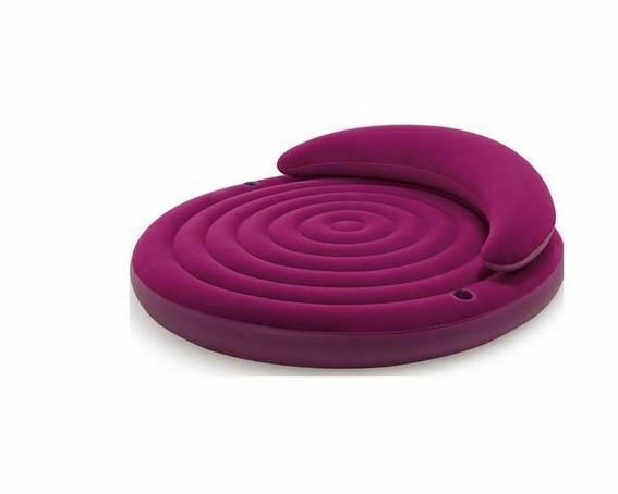 Round Soft Double Folding Inflatable Chair Air Sofa Cushion Couch Bed w/ pump