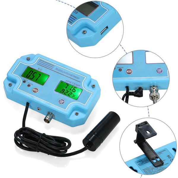 pH EC Temperature Meter Water Detector Digital LCD Water Quality Monitor Tester