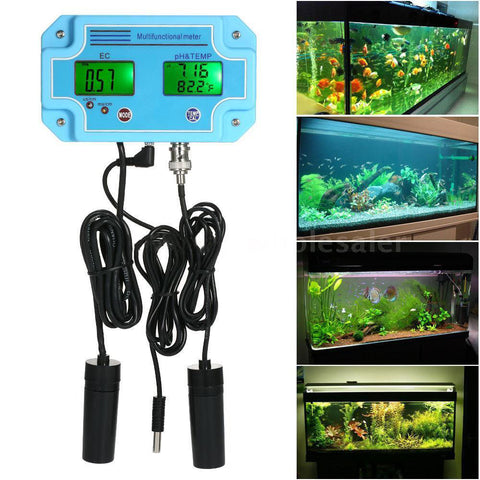 pH EC Temperature Meter Water Detector Digital LCD Water Quality Monitor Tester