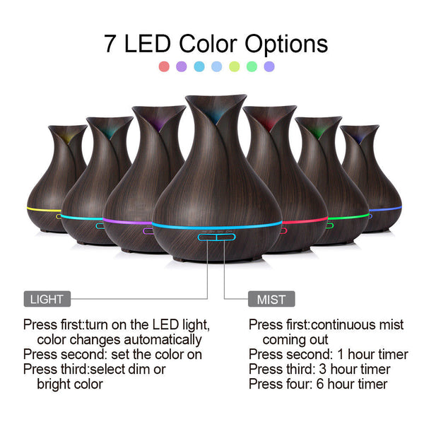 New Oil Diffuser Purifier Ultrasonic Air Aromatherapy Humidifier 7 LED for Aroma