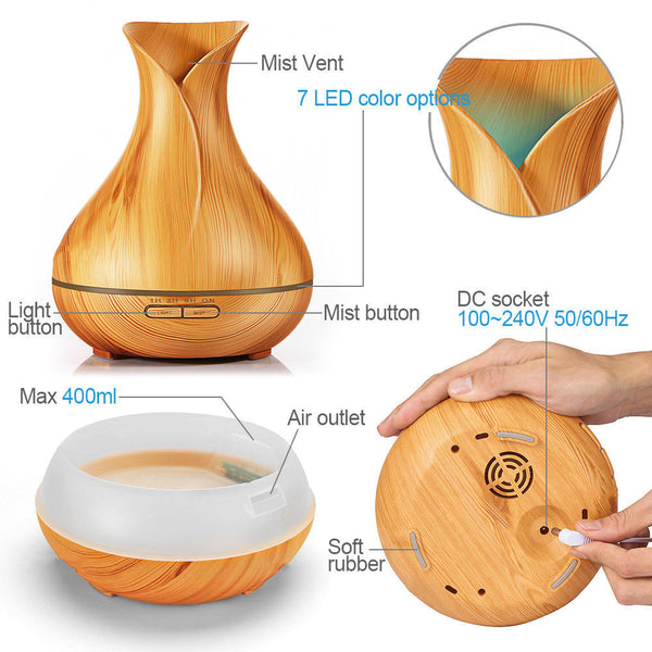 New Oil Diffuser Purifier Ultrasonic Air Aromatherapy Humidifier 7 LED for Aroma