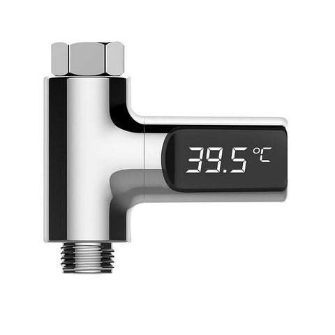 LED Bath Water Pipe Digital Temperature Shower Thermometer Self Generating Meter