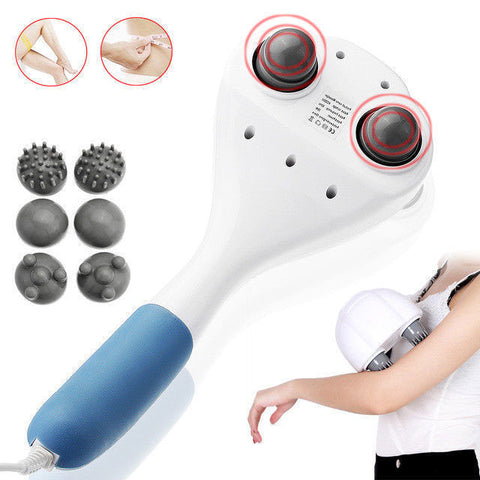 Massager Handheld Electric Vibrating Double Head Neck Back Relax Full Tired Body