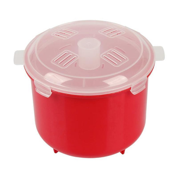 Microwave Rice Steamer With Spoon Cooking Bowl Lid Lock Kitchen Cooker 2.6L