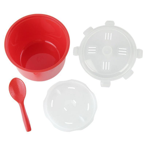 Microwave Rice Steamer With Spoon Cooking Bowl Lid Lock Kitchen Cooker 2.6L