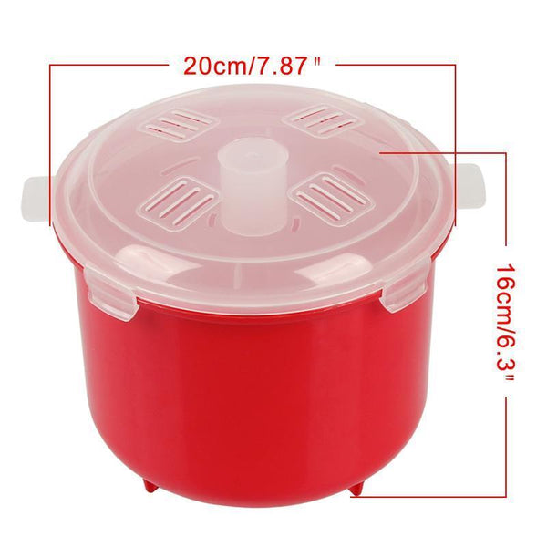 Microwave Rice Steamer With Spoon Cooking Bowl Lid Lock Kitchen Cooker 2.6L