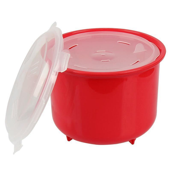 Microwave Rice Steamer With Spoon Cooking Bowl Lid Lock Kitchen Cooker 2.6L