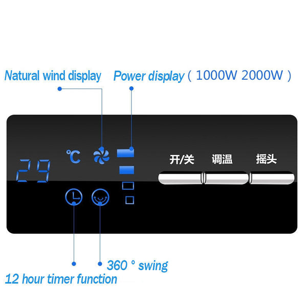 2000W Wall Mount Heater Household Portable Heating Air Conditioning Conditioner