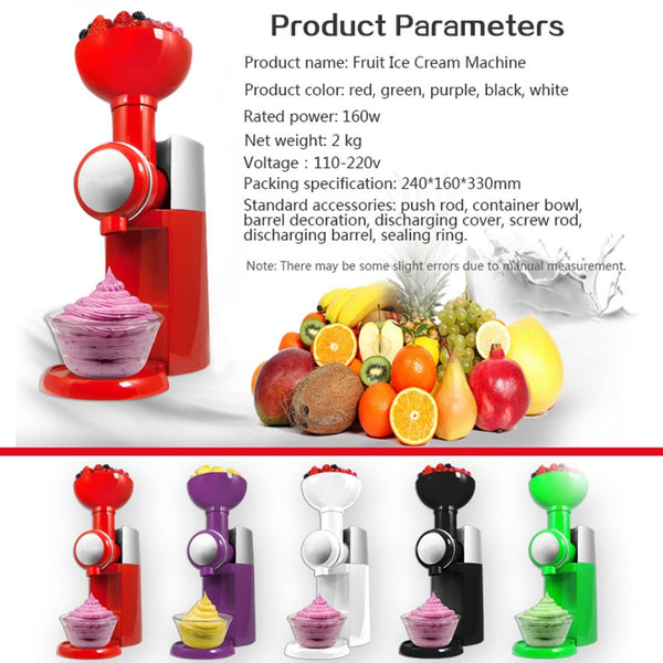 Fruit Machine Frozen Dessert Automatic Healthy Ice Cream Maker Milkshake Yogurt