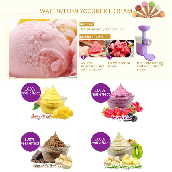 Fruit Machine Frozen Dessert Automatic Healthy Ice Cream Maker Milkshake Yogurt