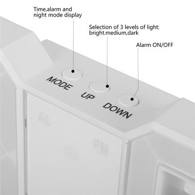 3D Modern Design Digital LED Wall Time Clock Alarm Table White 24 Hour Display