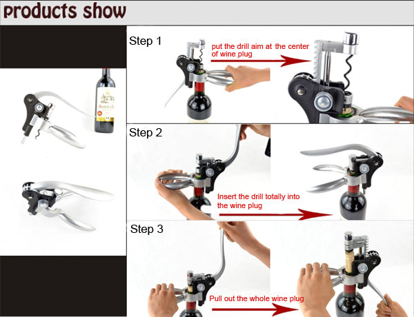 Easy Open Red Wine Champagne Opener Cork Bottle Tire Corkscrew Collar Pourer