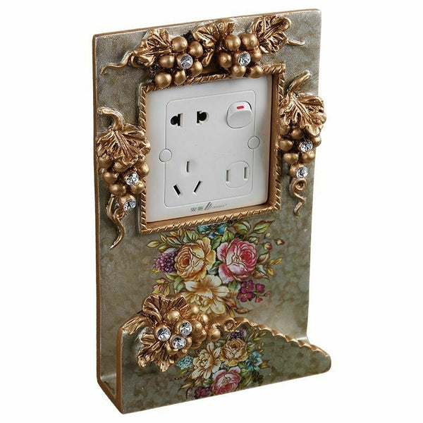 Switch On Wall Socket Frame Cover Resin Mobile Phone Sticker Holder Furnishing