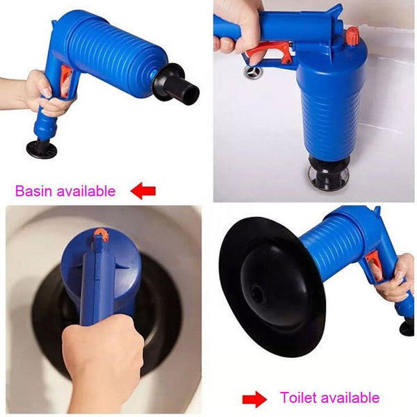 High Pressure Air Drain Blaster Pump Sink Tubs Pipe Clog Cleaner Remover Toilets