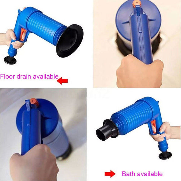 High Pressure Air Drain Blaster Pump Sink Tubs Pipe Clog Cleaner Remover Toilets